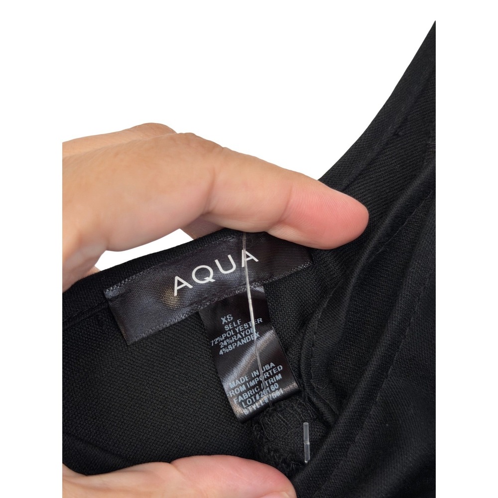 AQUA Black Square Neck Pleated Drop Waist Mini Dress XS Sleeveless NEW - Picture 4 of 4